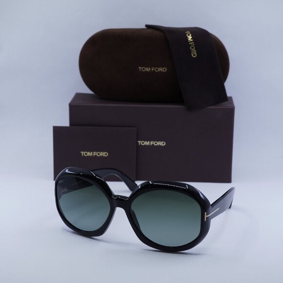 Tom Ford Georgia-02 FT1011 01B Round Sunglasses - Black/Smoke Gradient main image 9